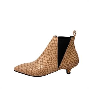 4 Cm Topuklu Yılan Baskılı Bot