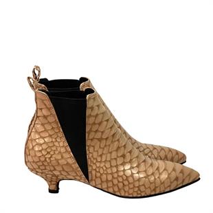 4 Cm Topuklu Yılan Baskılı Bot