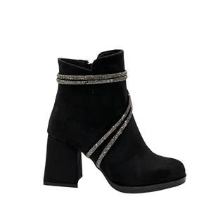 7 Cm Kalın Topuklu Tasarım Taş Detaylı Bot