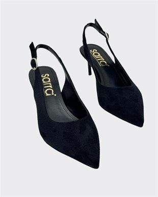 7 Cm Rahat Topuklu Arkası Açık Sade Stiletto