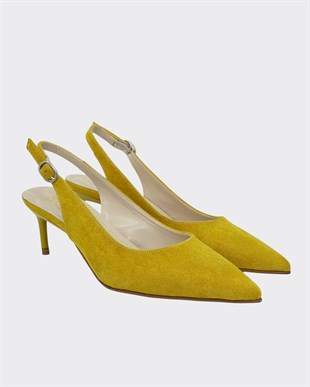 7 Cm Rahat Topuklu Arkası Açık Sade Stiletto