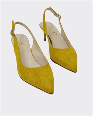 7 Cm Rahat Topuklu Arkası Açık Sade Stiletto