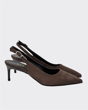 7 Cm Rahat Topuklu Arkası Açık Sade Stiletto