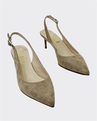 7 Cm Rahat Topuklu Arkası Açık Sade Stiletto