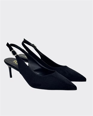 7 Cm Rahat Topuklu Arkası Açık Sade Stiletto