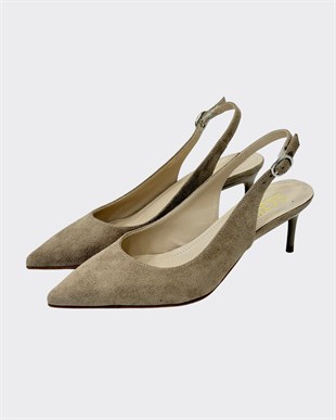 7 Cm Rahat Topuklu Arkası Açık Sade Stiletto