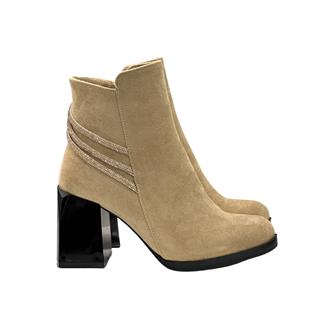 7 Cm Tasarım Taş Detaylı Süet bot