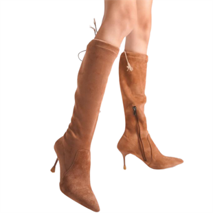8 Cm Tasarım Topuklu Strec Stiletto Çizme