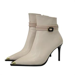 9 Cm Topuklu Toka Detaylı Tasarım Stiletto Bot