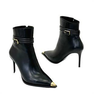 9 Cm Topuklu Toka Detaylı Tasarım Stiletto Bot