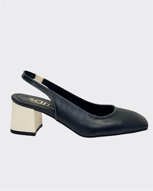 Arkası Açıık Kalın Topuklu Tasarım Ayakkabı