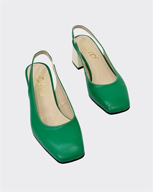 Arkası Açıık Kalın Topuklu Tasarım Ayakkabı