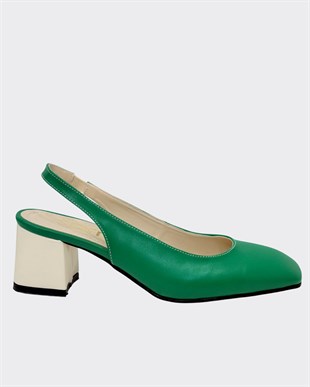 Arkası Açıık Kalın Topuklu Tasarım Ayakkabı