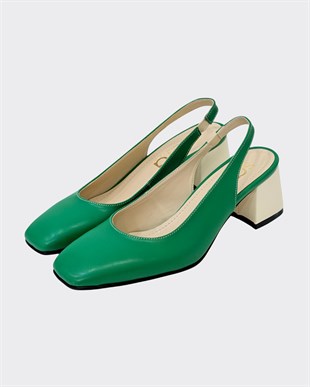 Arkası Açıık Kalın Topuklu Tasarım Ayakkabı