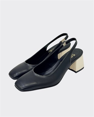 Arkası Açıık Kalın Topuklu Tasarım Ayakkabı