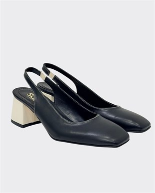 Arkası Açıık Kalın Topuklu Tasarım Ayakkabı