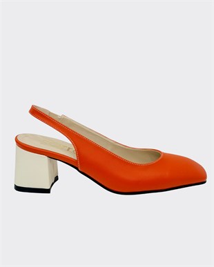 Arkası Açıık Kalın Topuklu Tasarım Ayakkabı