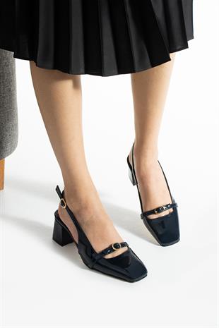 Bant Detaylı Arkası Açık 6 Cm Rahat Topuklu Ayakkabı