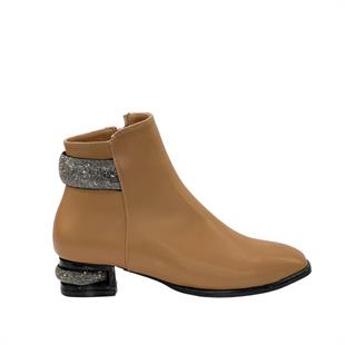 Bilek Boy Tasarım Topuklu Taş Detaylı Bot