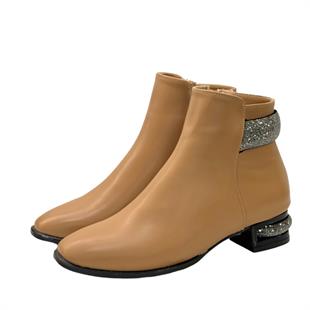 Bilek Boy Tasarım Topuklu Taş Detaylı Bot