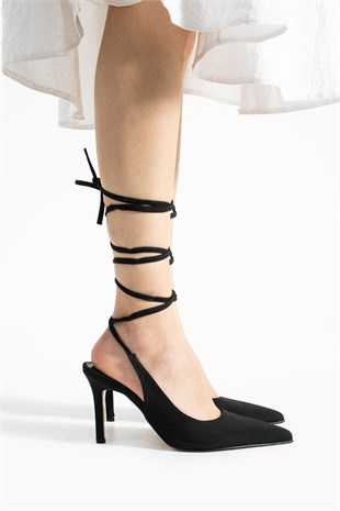 Bilekten Bağlamalı 8 Cm Rahat Topuklu Stiletto