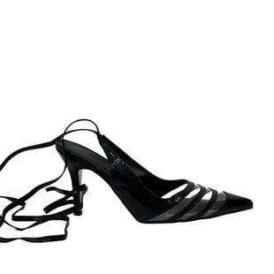 Bilekten Bağlamalı Şeffaf Detyalı 9 Cm Rahat Topuklu Stiletto