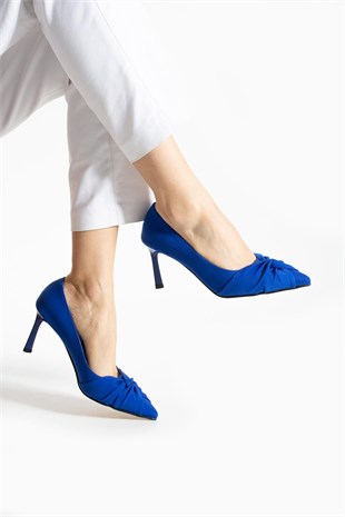 Büzgü Detaylı 8 Cm Rahat Topuklu Stiletto
