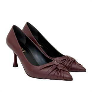 Büzgü Detaylı 8 Cm Rahat Topuklu Stiletto