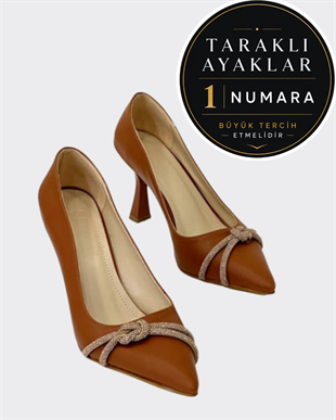 Büzgü Gerçek Taş Detaylı 9 Cm Topuklu Stiletto