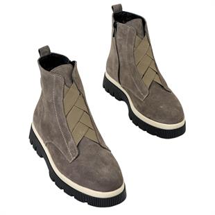 Çapraz Bantlı Hakiki Deri 4 Cm Tabanlı Tasarım Bot