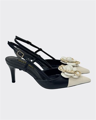 Çicek Tasarımlı 8 Cm Topuklu Stiletto