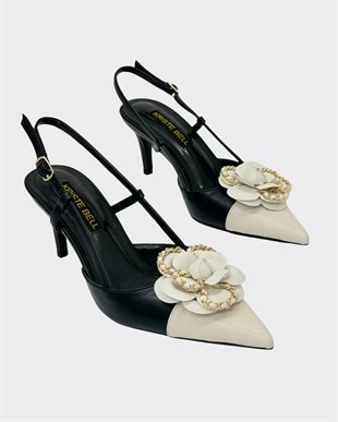 Çicek Tasarımlı 8 Cm Topuklu Stiletto