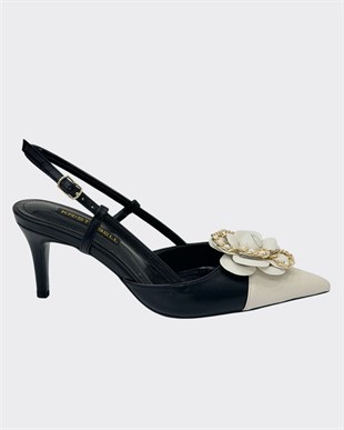 Çicek Tasarımlı 8 Cm Topuklu Stiletto