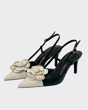 Çicek Tasarımlı 8 Cm Topuklu Stiletto