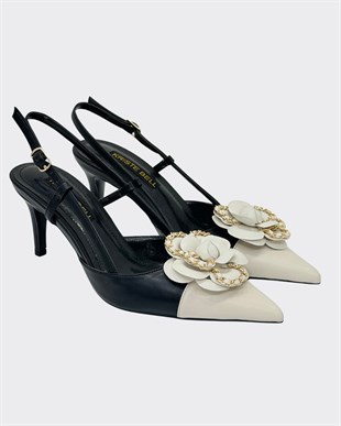Çicek Tasarımlı 8 Cm Topuklu Stiletto