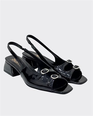 Çift Bantlı 4 Cm Rahat Topuklu Ayakkabı