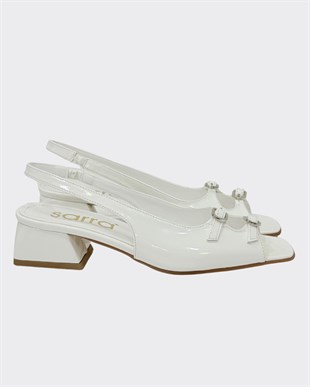 Çift Bantlı 4 Cm Rahat Topuklu Ayakkabı