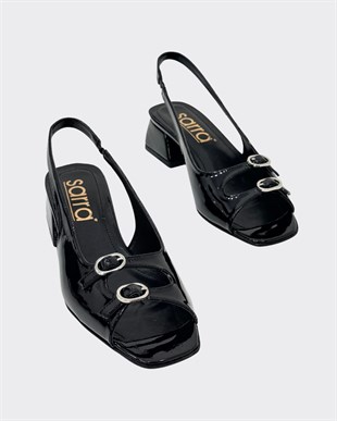 Çift Bantlı 4 Cm Rahat Topuklu Ayakkabı