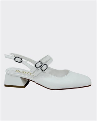 Çift Bantlı Kalın 4 Cm KalınTopuklu Ayakkabı