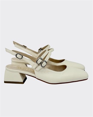 Çift Bantlı Kalın 4 Cm KalınTopuklu Ayakkabı