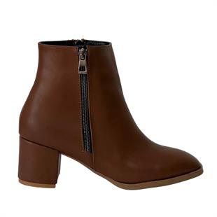 Çift Fermuarlı 6 Cm Rahat Topuklu Bot