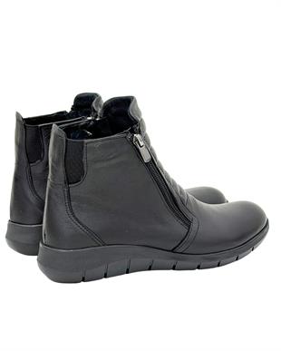 Çift Fermuarlı Hakiki Deri 4 Cm Dolgu Topuklu Bot