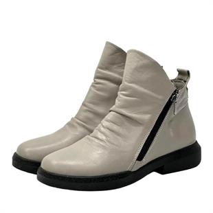 Çift Fermuarlı Hakiki Deri Yumuşak Tabanlı Bot