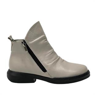 Çift Fermuarlı Hakiki Deri Yumuşak Tabanlı Bot