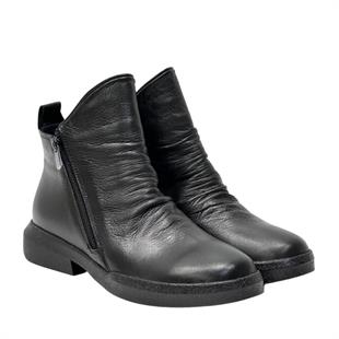 Çift Fermuarlı Hakiki Deri Yumuşak Tabanlı Bot