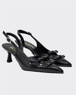 Çift Fiyonk Tasarımlı 7 Cm Rahat Topuklu Stiletto