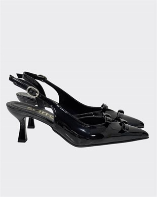 Çift Fiyonk Tasarımlı 7 Cm Rahat Topuklu Stiletto