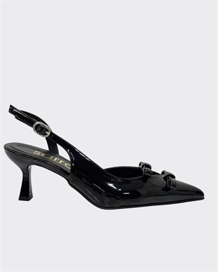 Çift Fiyonk Tasarımlı 7 Cm Rahat Topuklu Stiletto