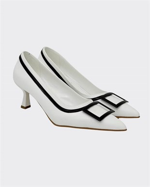 Çift Renkli Tasarım 6 Cm Rahat Topuklu Stiletto