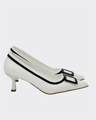 Çift Renkli Tasarım 6 Cm Rahat Topuklu Stiletto